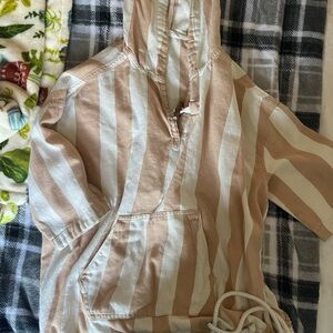 Woolrich Tan and White Striped Hoodie